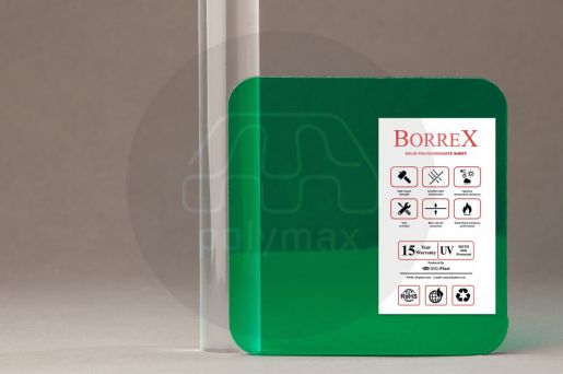 Монолитный поликарбонат 12мм Borrex (зеленый, 2020х5200)