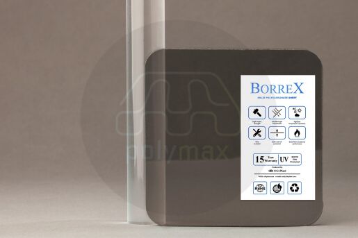 Монолитный поликарбонат 12мм borrex (оптимальный) (серый, 2050х3050)