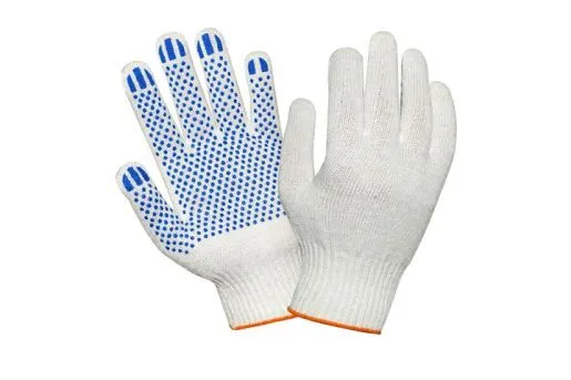 Перчатки х/б 5 нитей с ПВХ, точка, 10 класс, (10/300) (белый)