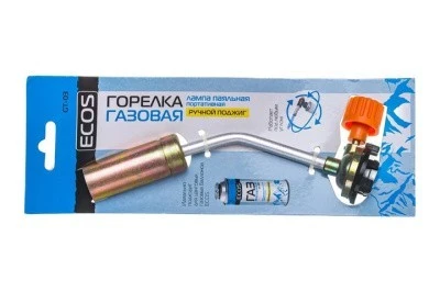 Купить Горелка газовая ECOS GT‑03 портативная цанговая 2.9 кВт 190×39×67 мм в Санкт-Петербурге.